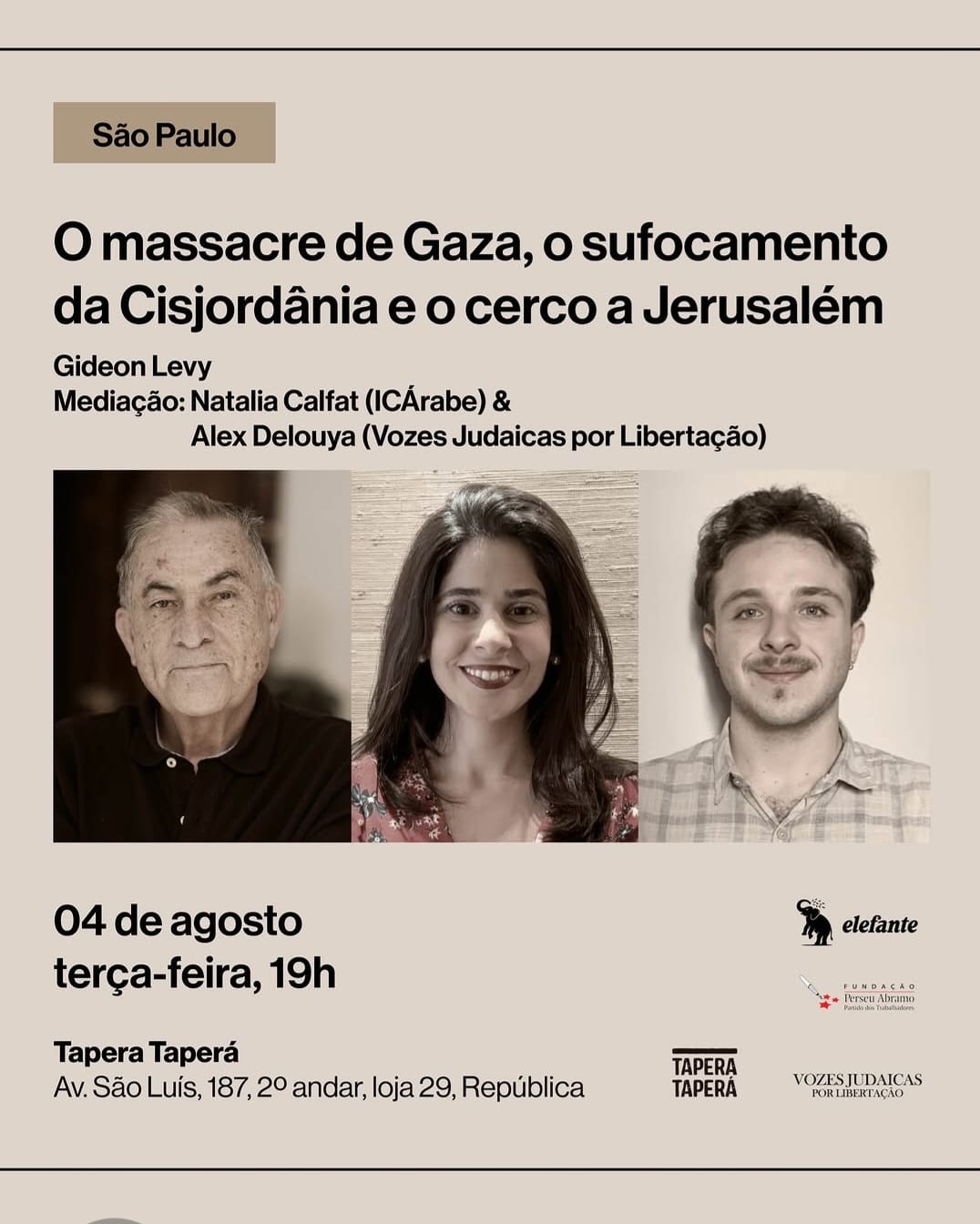 ICArabe integra debate com o jornalista israelense Gideon Levy em São Paulo