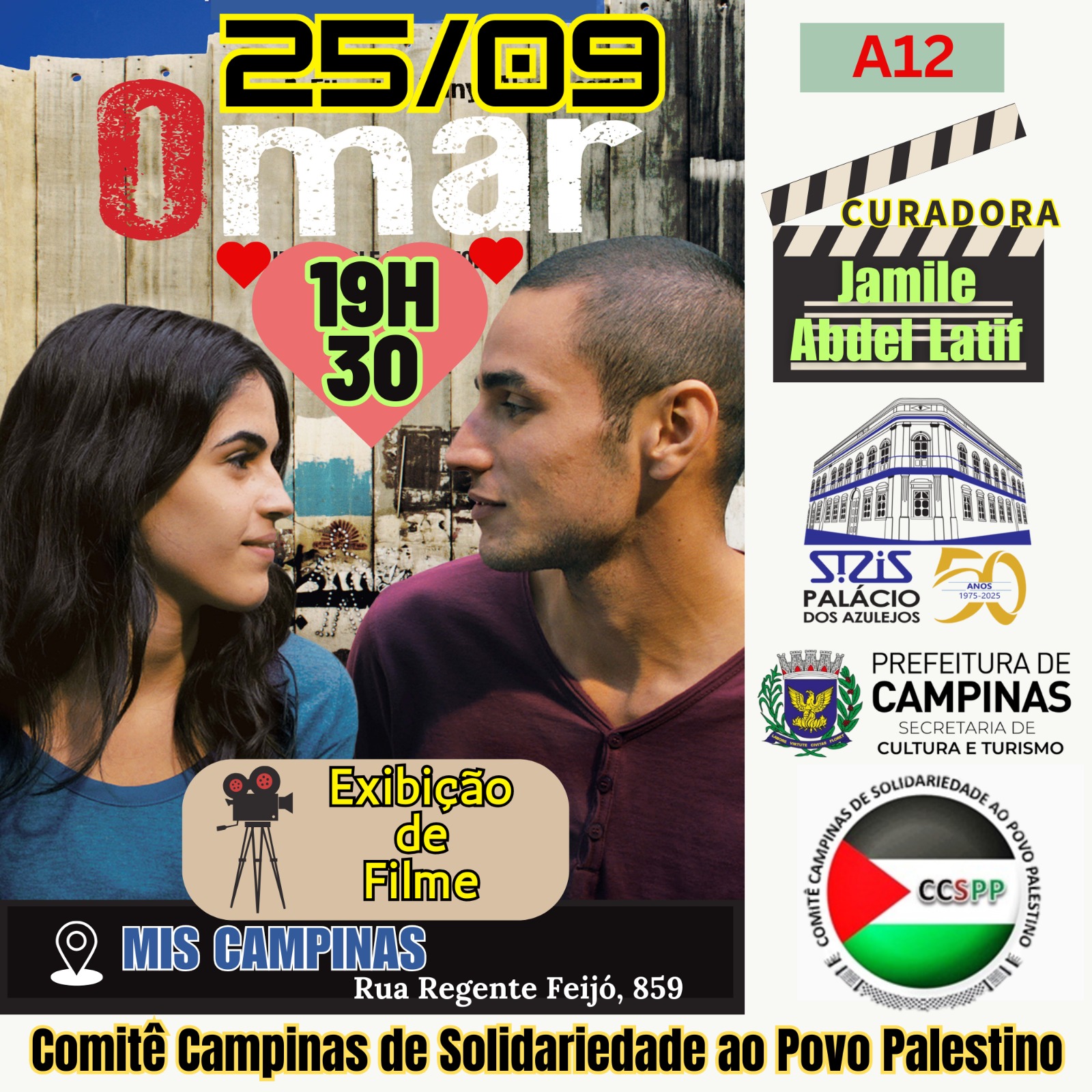 Comitê Campinas de Solidariedade ao Povo Palestino promove exibição de Omar no MIS de Campinas